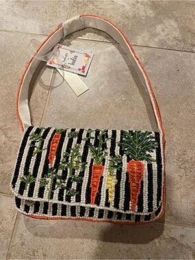 NWT Handcrafted in India Viral Beaded Carrot and Cake Garden Bag